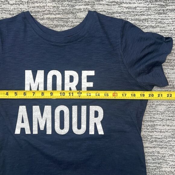 NWT Cinq a Sept More Amour Rhinestone Graphic Tee Navy XS - Picture 6 of 10